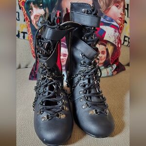 Demonia Vivika-128 black vegan leather Coffin ankle boots. Never Been Worn